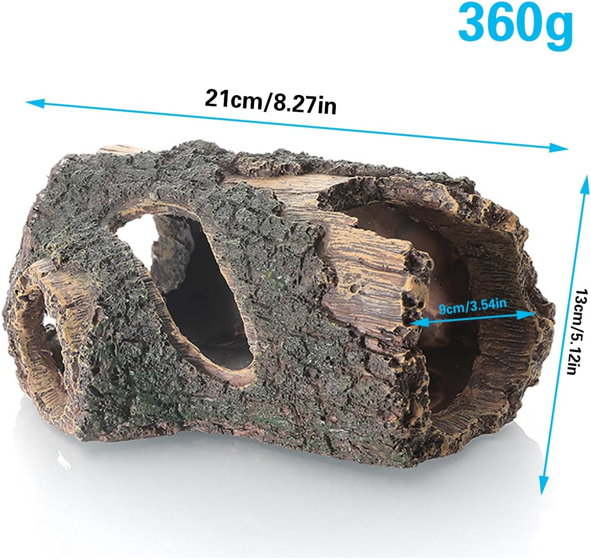 Aquarium Large Betta Log Resin Hollow Tree Trunk Decoration Artificial Wood Fish House Cave Bark Ornament Log Aquarium Decorations Ornament for Fish Tank Small Fish Hiding Landscaping Crafts(L)