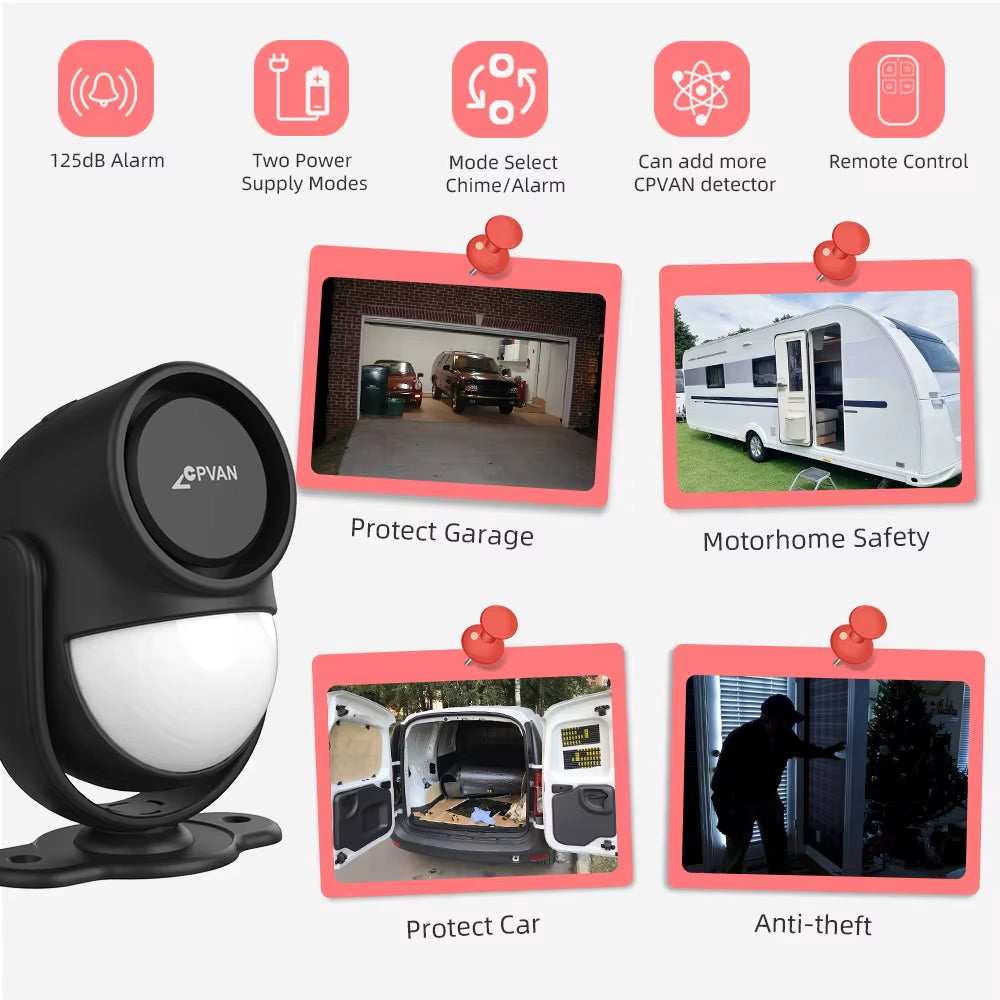 Wireless 433Mhz Motion Sensor Alarm – Infrared Detector with Remote Control, 125dB Siren for Home Security & Burglar Protection