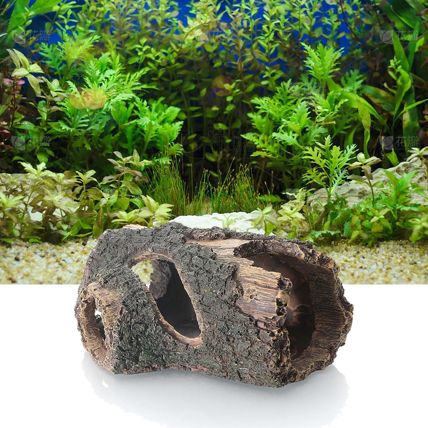 Aquarium Large Betta Log Resin Hollow Tree Trunk Decoration Artificial Wood Fish House Cave Bark Ornament Log Aquarium Decorations Ornament for Fish Tank Small Fish Hiding Landscaping Crafts(L)