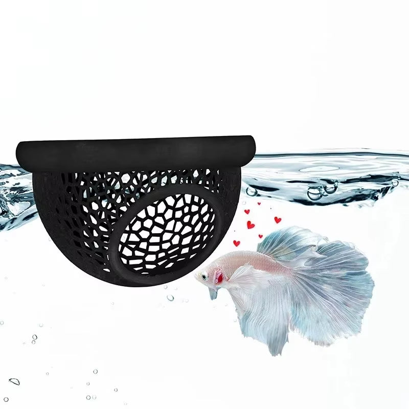 Betta Fish Floating Cave – 3-in-1 Aquarium Hammock, Shelter & Feeding Ring for Betta, Guppies & Other Small Fish